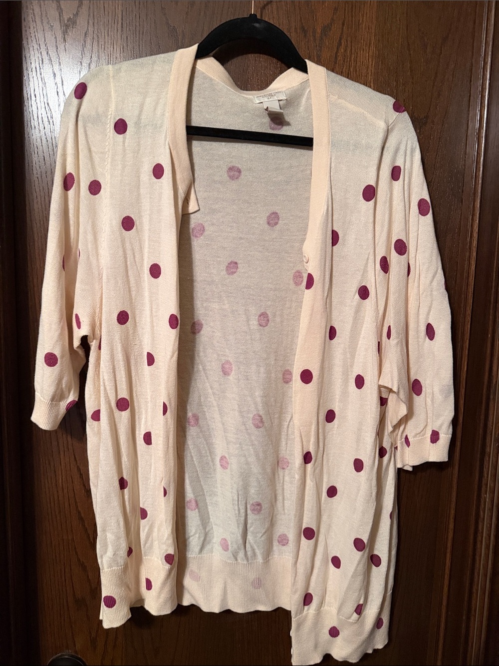 Light Pink Polka Dot Open Cardigan